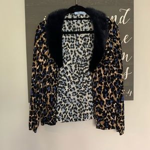 BlueMarine Real Mink Accent Cheetah Sweater